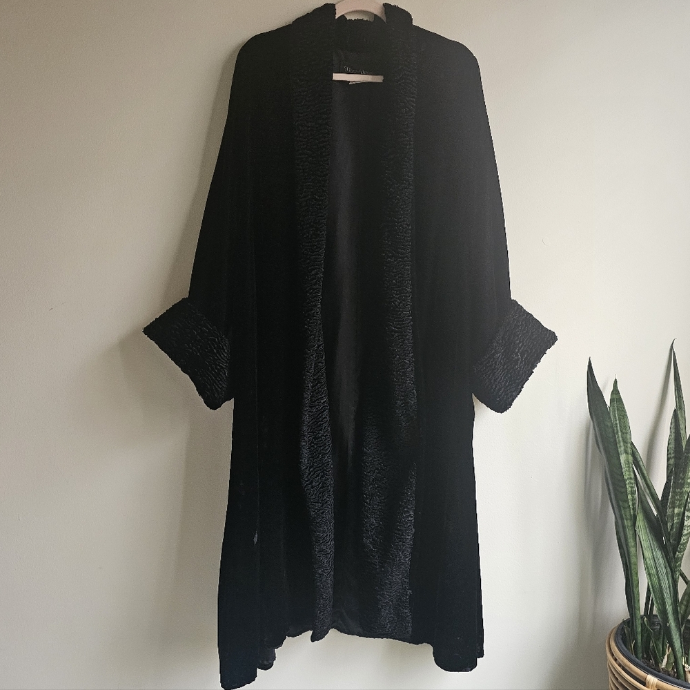 Vintage Y2K Fleece Dreams Martha's Vineyard Rayon Velvet Faux Fur Duster XL